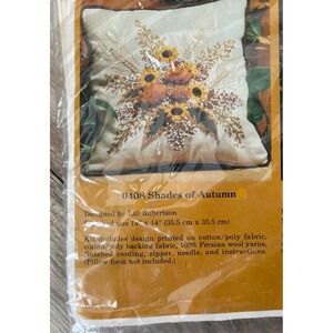 The‎ Creative Circle Needlepoint  #0408 Shades Of Autumn Embroidery 14" Pillow